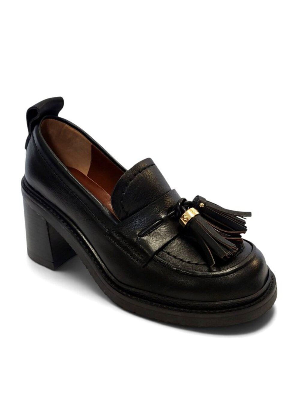 See by Chloé Skyie Black Leather Tassel Platform Loafers